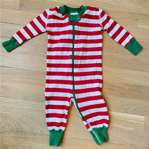 Hanna Andersson Baby 2-Way Zip Sleeper In Christmas Stripes 3-6 Mos (60cm) - Picture 1 of 3